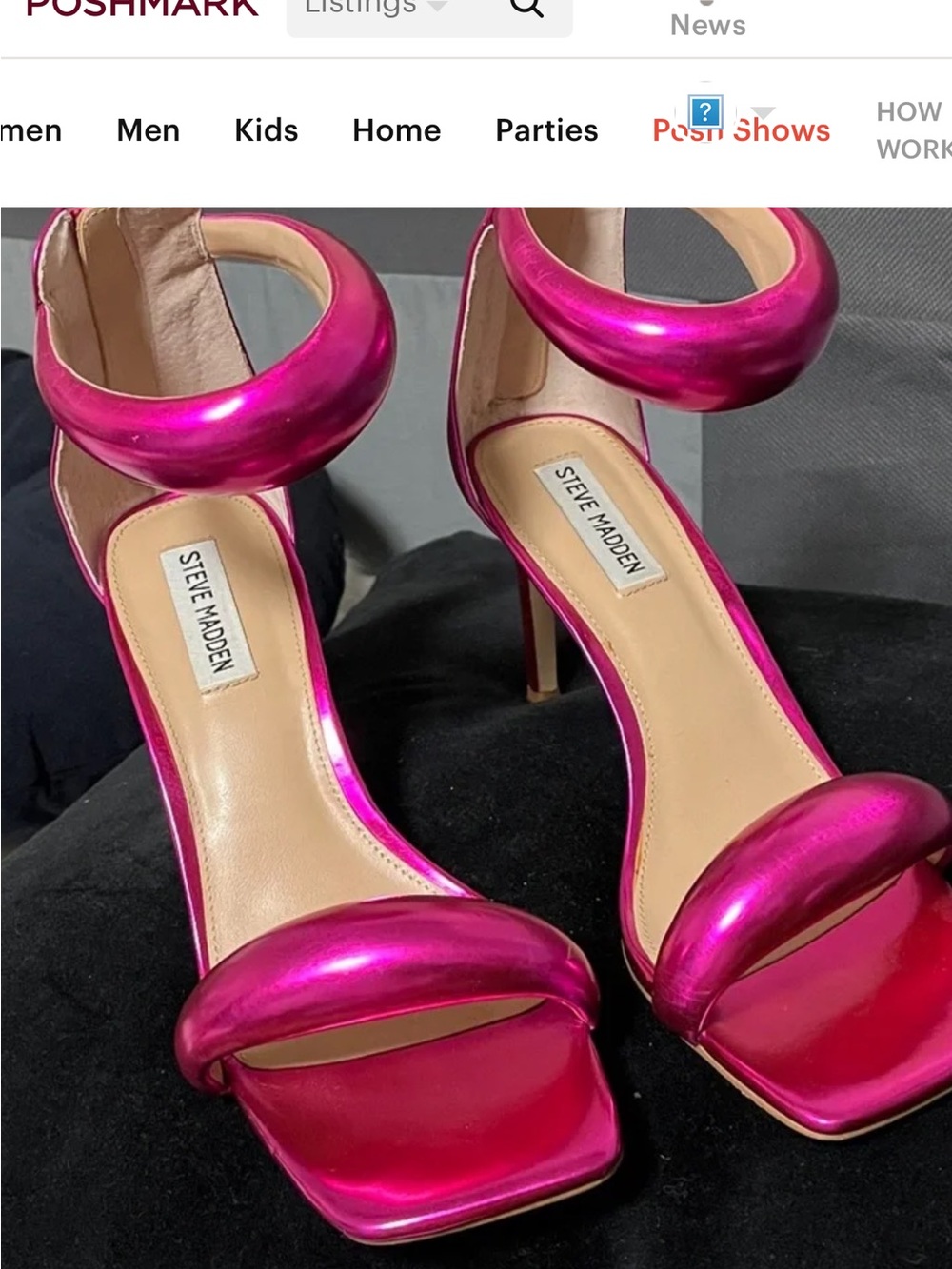 Steve Madden Fuchsia Metallic Block-Heel Sandals